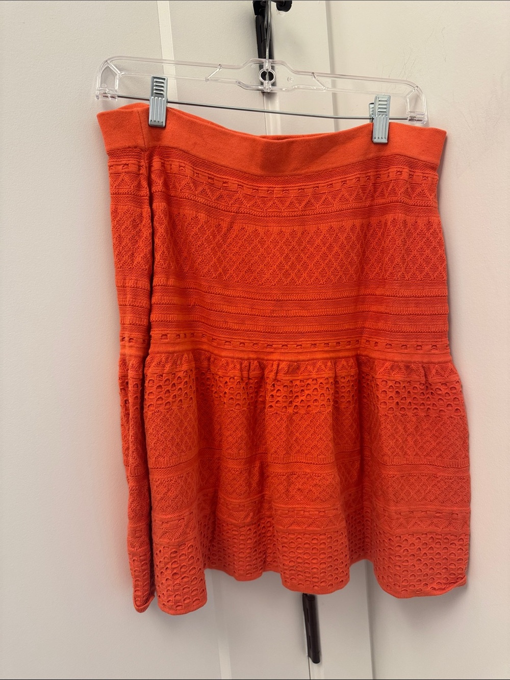 BCBGMaxAzria Orange Knit Flared Skirt